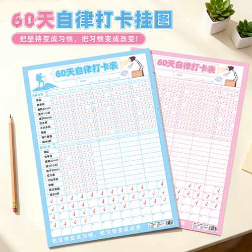 60天自律打卡挂图｜拖延症监督+