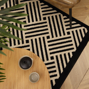 新中式 高级感入户地垫家用防滑玄关脚垫仿羊毛床边客厅地毯门口垫