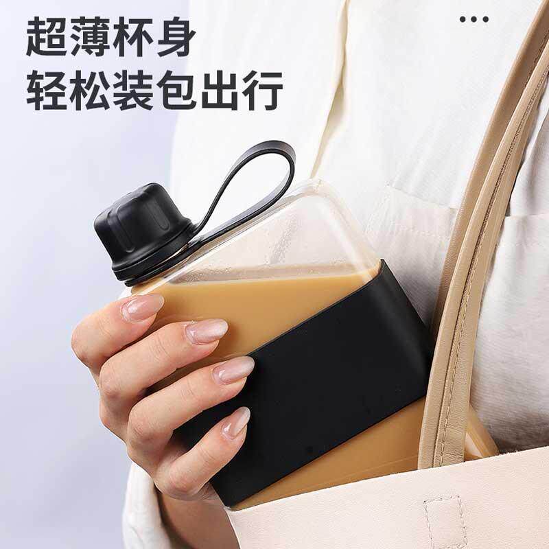 迷你扁平水壶小水瓶口袋塑料水杯运动便携儿童杯子细长扁形薄水樽