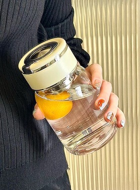 玻璃水杯2025新款高级感杯子女耐高温茶水分离茶水分离迷你小杯子