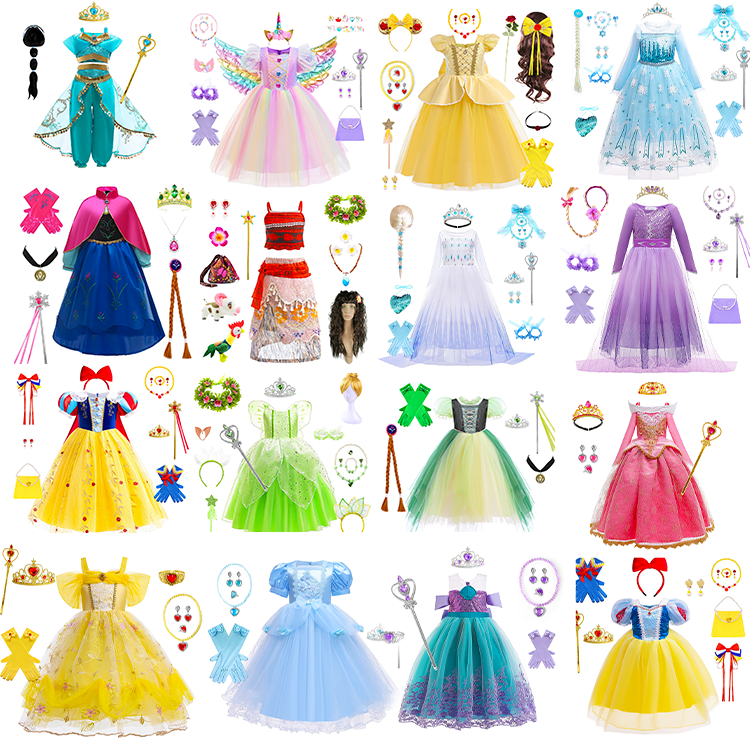 儿童公主裙六一儿童节冰雪奇缘爱莎白雪睡美人公主裙派对礼服服饰