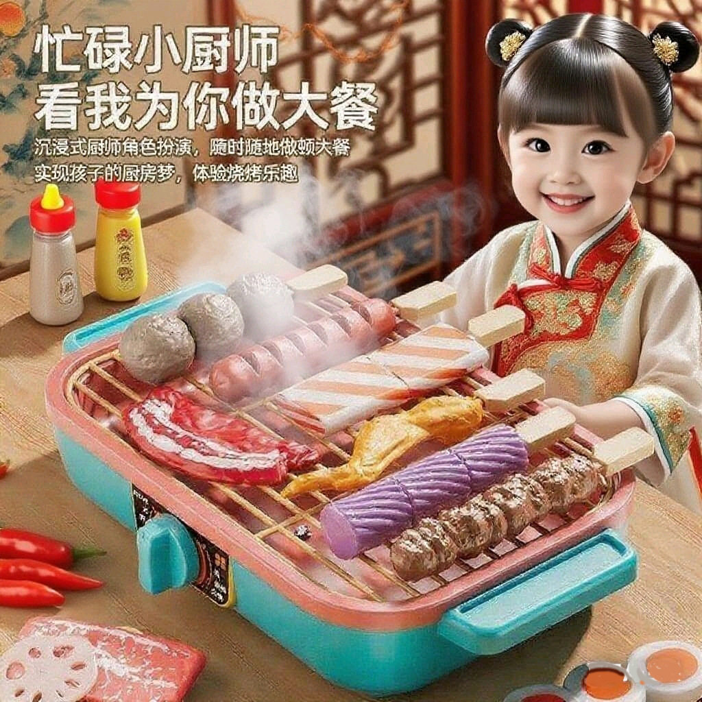 迷你小厨房女孩关东煮饭宝宝做饭仿真串烧烤架套装儿童过家家玩具