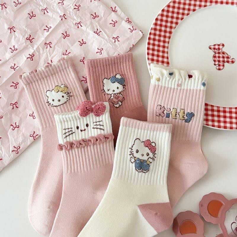儿童袜子中筒秋冬宝宝女童女孩学生卡通Kitty猫袜子女童袜子冬天