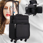 化妆箱拉杆纹绣美甲工具箱牛津布尼龙多功能彩妆跟妆美容大拉杆箱