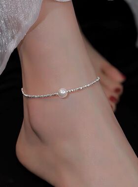 碎银珍珠脚链女轻奢小众