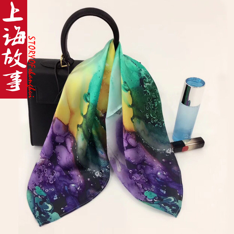 100%桑蚕丝丝巾女小方巾真丝护颈小围巾2025春秋冬季薄款保暖领巾