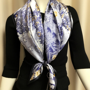 围巾礼品真丝丝巾大方巾女100%桑蚕丝90x90妈妈礼物披肩外搭女