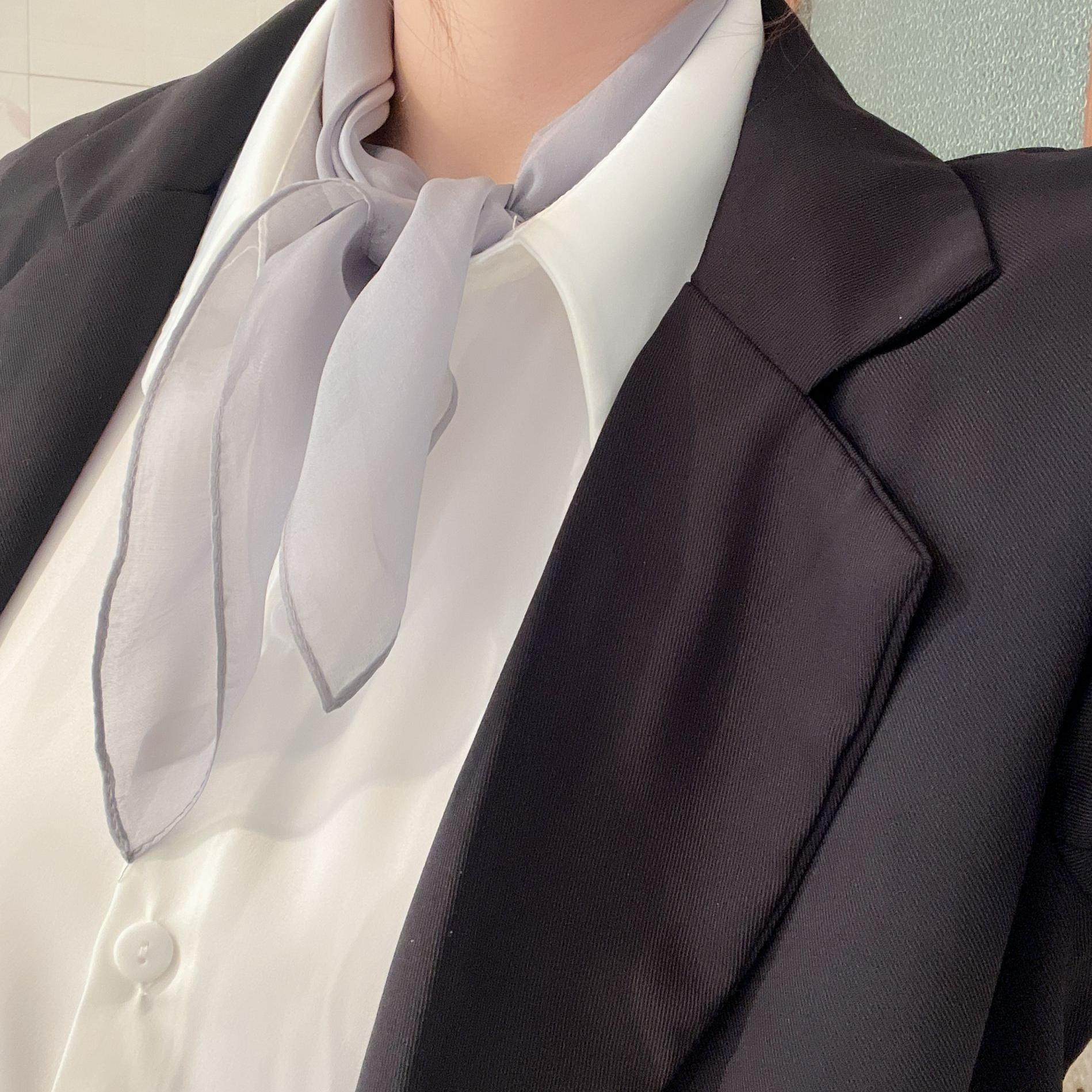 真丝丝巾小方巾春秋护颈妈妈纯色围脖纱巾100%桑蚕丝薄款保暖围巾