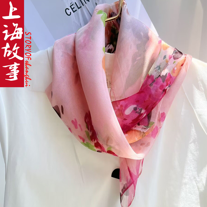 真丝丝巾高级感百搭桑蚕丝小方巾