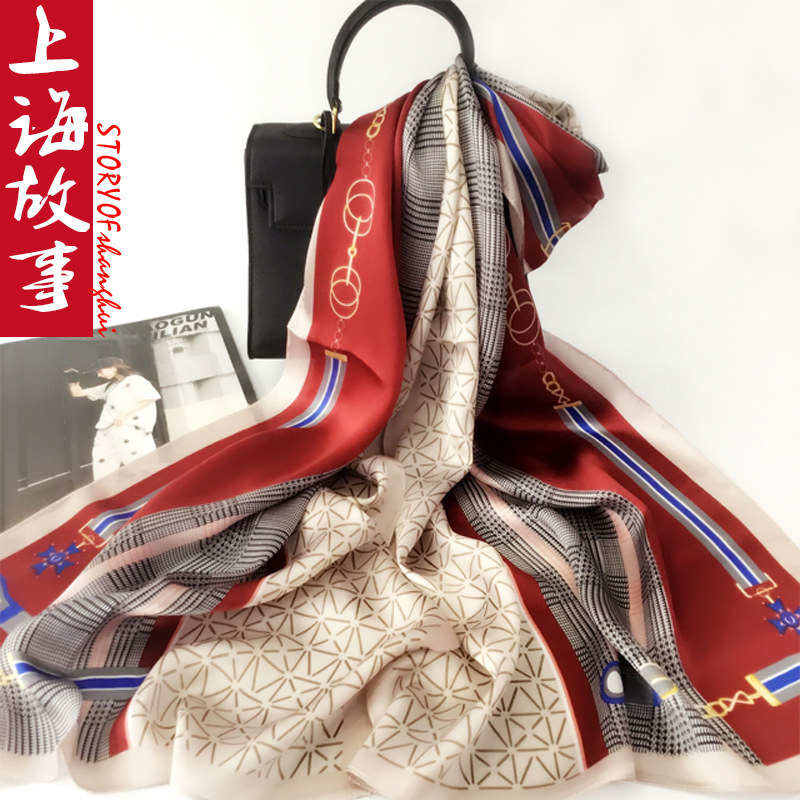 丝巾桑蚕丝100%真丝长款围巾女旗袍披肩外搭杭州丝绸妈妈生日礼物