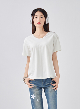 Sparrow Lab白色v领正肩百搭短袖t恤女夏季高级感打底衫辣妹上衣