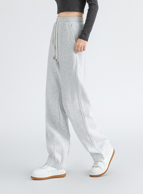 Sparrow Lab雪花灰色基础卫裤国潮纯棉直筒宽松显瘦收口束脚长裤