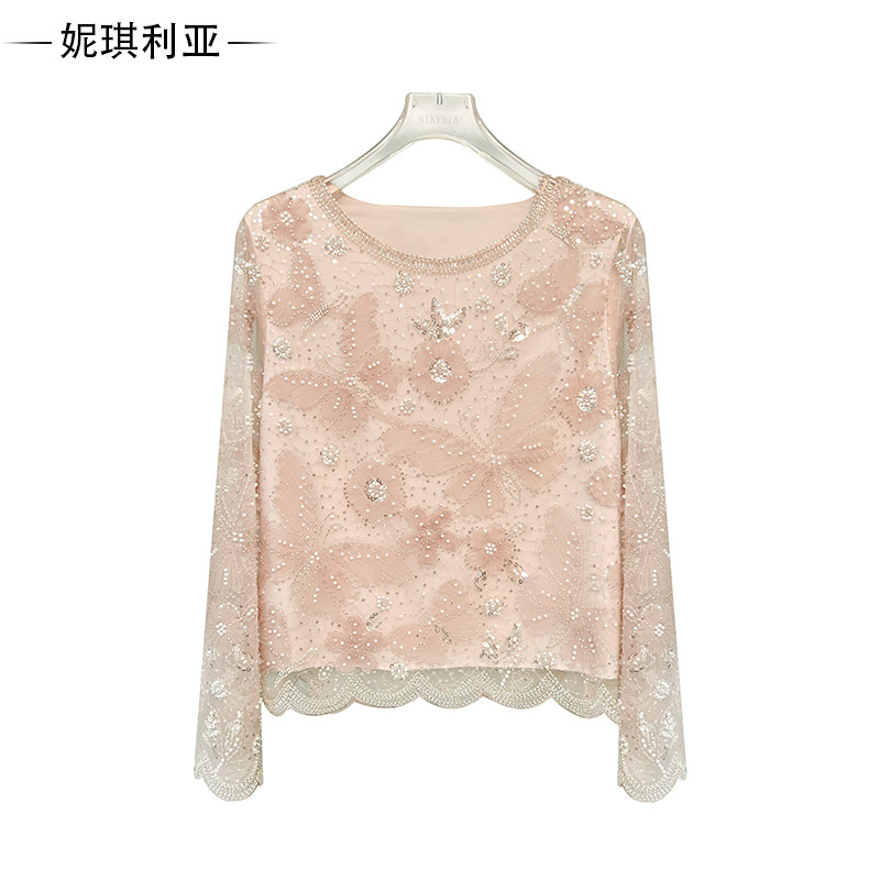 花朵蝴蝶图案设计轻奢亮片女装立短外套