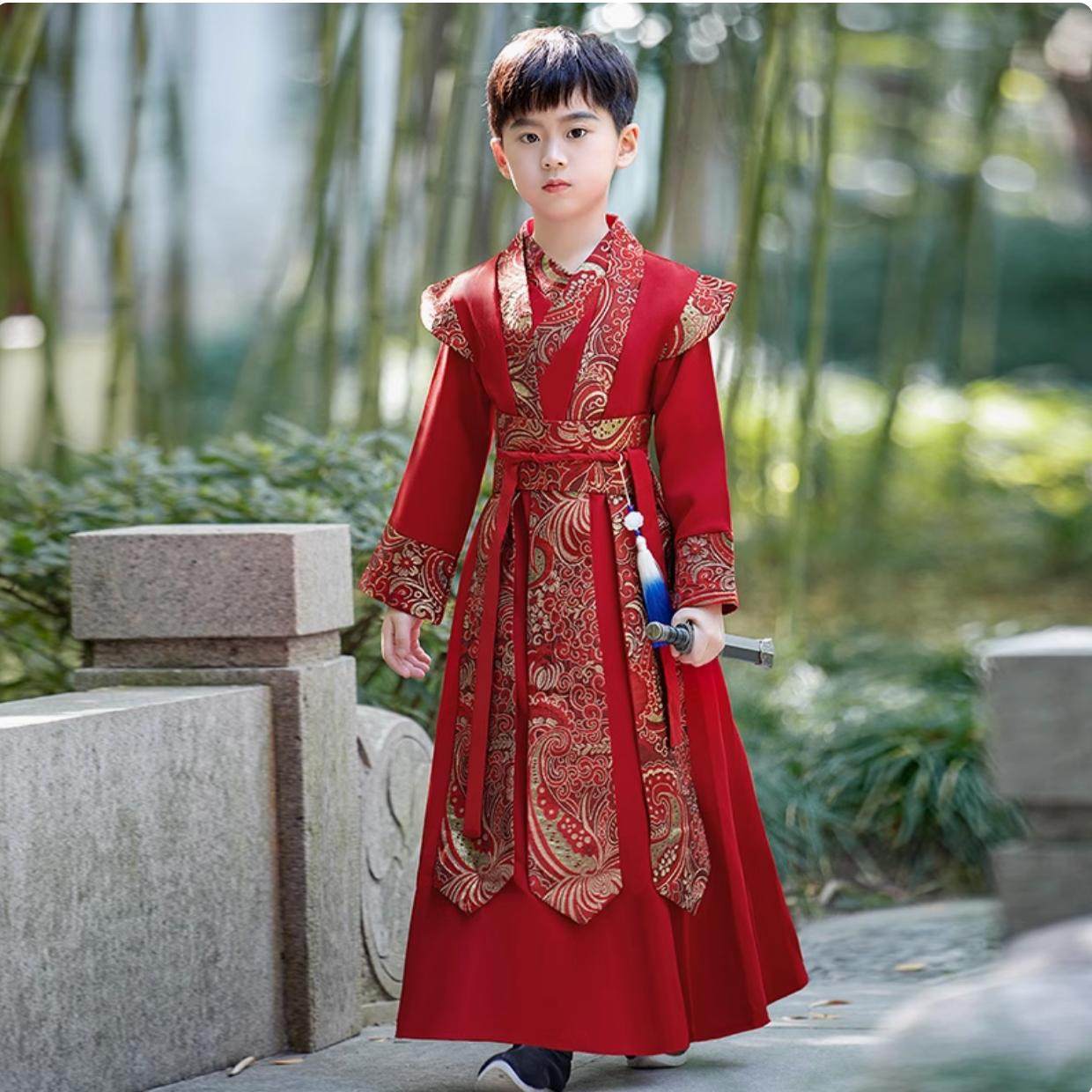 儿童古装国风帅气古装锦衣卫儿童唐装演出服新中式侠客服春秋新款