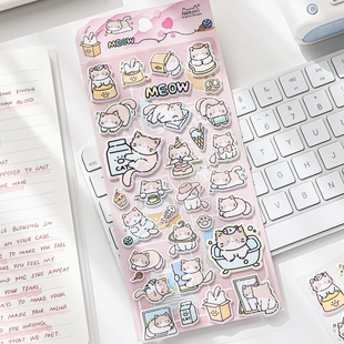 Nekoni可爱小猫立体泡棉贴纸卡通猫咪手帐装 饰小图案贴画手账素材