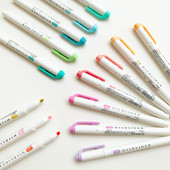 森屿暖树 日本ZEBRA斑马WKT7淡色柔光系双头荧光笔重点标记记号笔