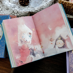 手绘爱丽丝彩页日记本 ins风高颜值记事本手帐本复古手账本笔记本