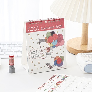 可爱卡通手绘小女孩2026年台历迷你桌面记事日历日系计划台历摆件