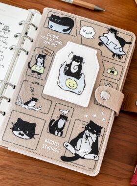 可爱小猫活页本毛毡封面笔记本子