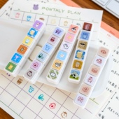 可爱ins风高颜值六联光敏印章手帐日记装 饰手账素材天气表情印画