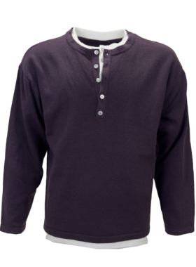 SIMPLE REVIVE 25FW  舒适感高弹假两件 亨利领针织打底衫男上衣