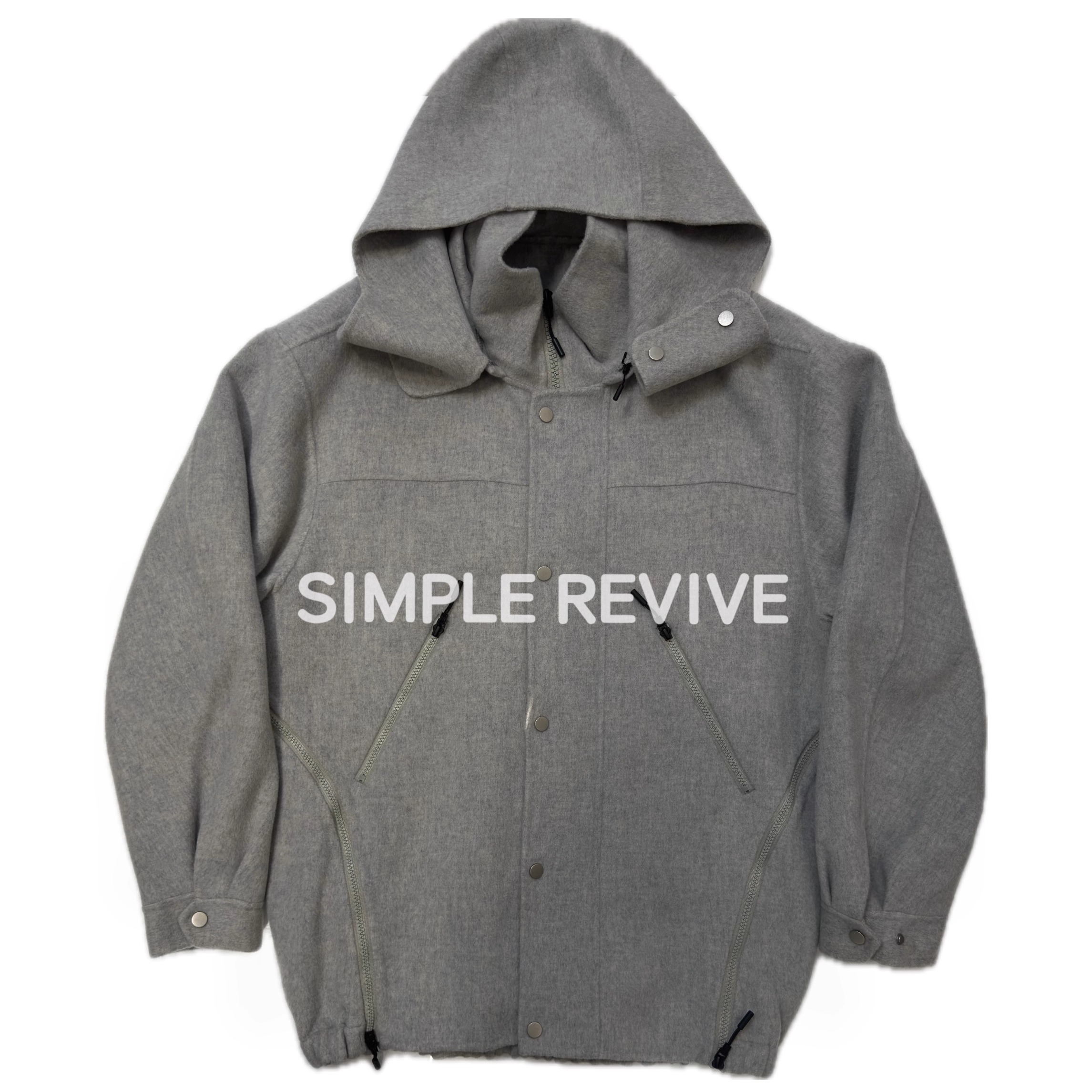 双面澳洲羊毛大衣连帽结构拉链