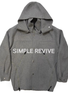 SIMPLE REVIVE【黑标系列】双面澳洲羊毛大衣连帽结构拉链中长款