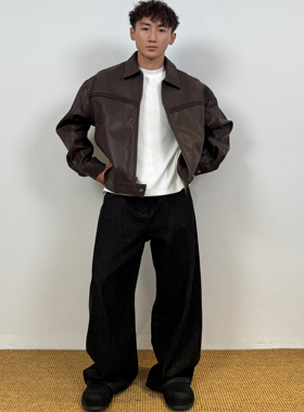 SIMPLE REVIVE 25FW 黑色水洗弯刀裤clean fit直筒宽松黑牛仔裤