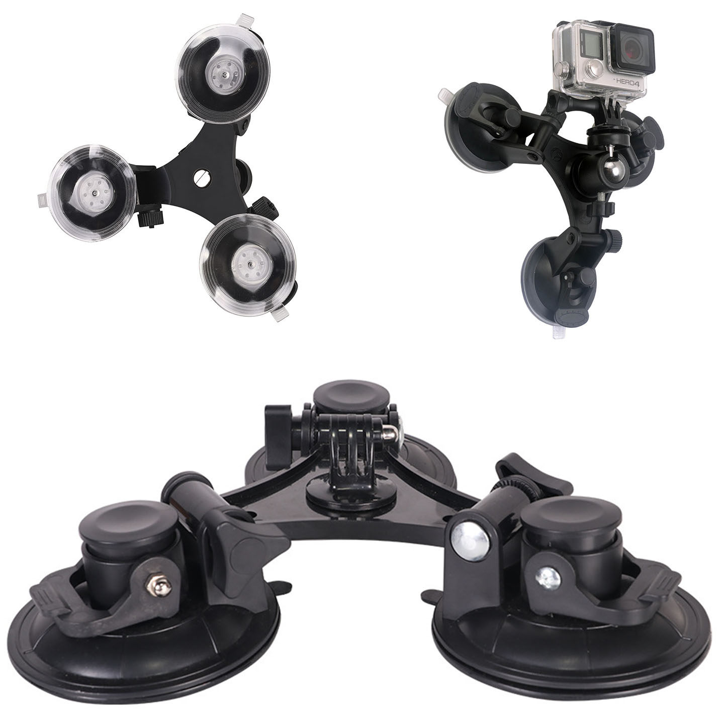 运动相机摄像机吸盘支架汽车载吸盘三角吸盘低角度固定gopro吸盘