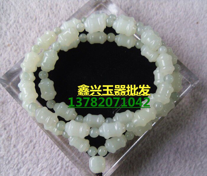 新疆和田玉项链男款女款 和田玉白玉路路通桶珠项链观音貔貅挂链