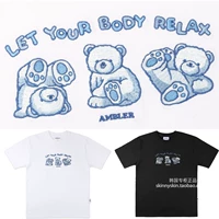 Летняя мультяшная футболка с коротким рукавом подходит для мужчин и женщин для отдыха, с вышивкой, с медвежатами, оверсайз