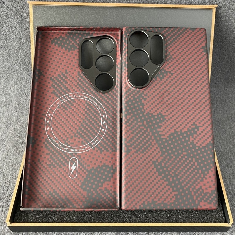 适用新款三星s24ultra凯夫拉手机壳磁吸全包s25u锻造碳纤维高档s23超薄防摔磨砂保护套简约潮牌高档网红商务