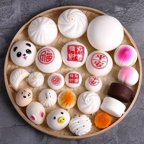 仿真花卷白切馒头小笼包食物