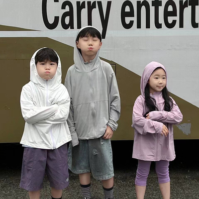 DLIDLIKIDS 夏季冰感防晒衣儿童轻薄透气网状连帽男女童防晒服
