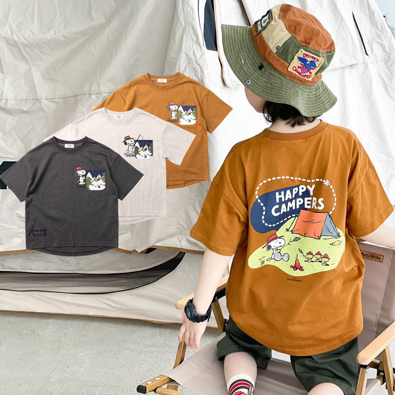 DLIDLIKIDS 夏季新款上衣童装儿童户外露营风男童印花圆领短袖T恤,童装/婴儿装/亲子装,T恤,淘宝优惠券,粉丝福利购,淘宝优惠卷