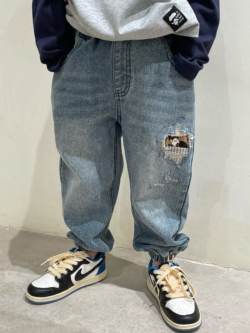 男童长裤棉料春秋款牛仔裤潮牌