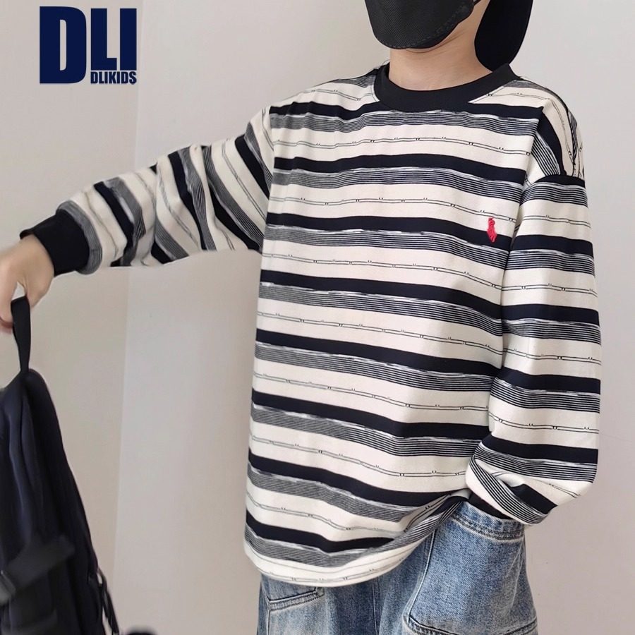 DLIDLIKIDS 秋季新款男女童打底上衣刺绣条纹袖儿童长袖中大童t恤,童装/婴儿装/亲子装,T恤,淘宝优惠券,粉丝福利购,淘宝优惠卷