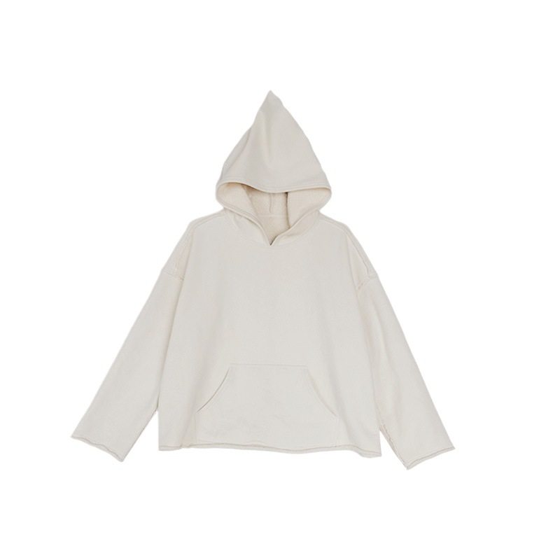 欢喜壹旧  春秋款胚白色棉高质重磅毛圈保暖连帽女宽松休闲卫衣