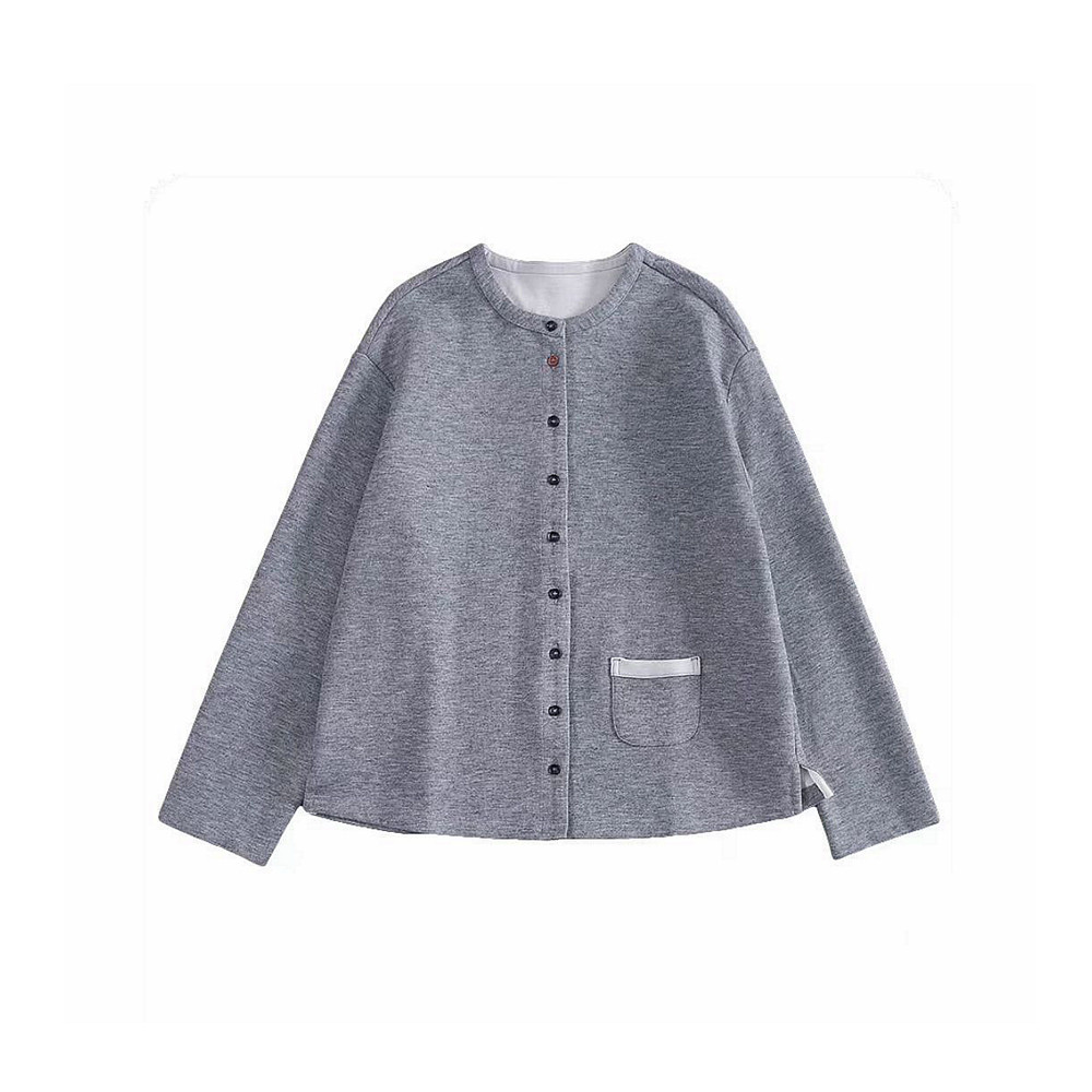 欢喜布衣2025秋冬新款文艺含羊毛空气层短款外套百搭圆领卫衣开衫