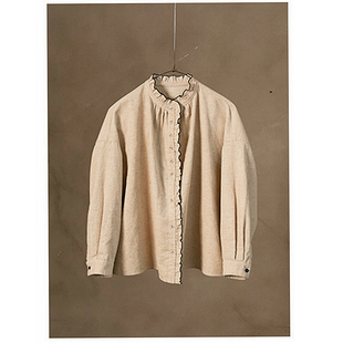 厚款 断码 朴米色亚麻棉宽松浪漫质朴灯芯绒衬衫 秋款 外套 半价