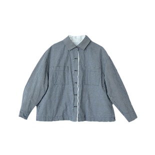 蓝白格日本进口纯棉格子复古柔软双层女外套 秋款 断码 半价