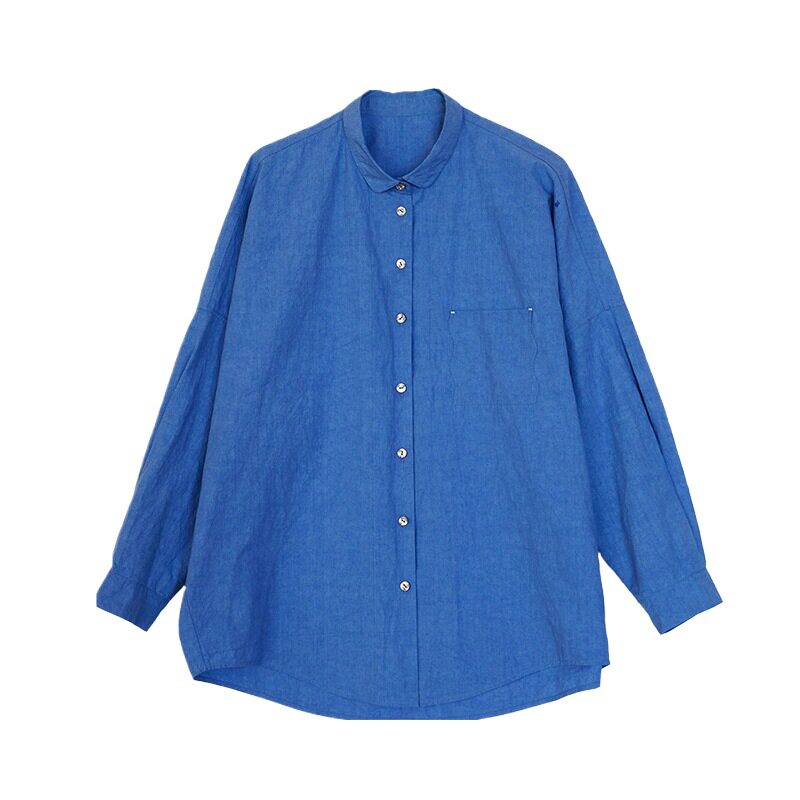 断码半价！春款少年蓝高密纯棉宽松骨感画家长袖衬衫