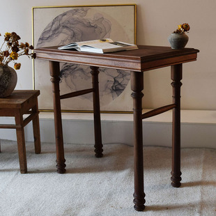 黑不二|汉中古复古风老楠木进口柚木全实木长方形餐桌设计师书桌