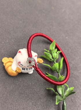 精工编织高光泰蜡金刚结手绳五行色红绳天然蓝水有钱花本命年