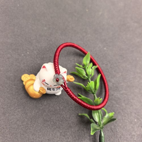 精工编织高光泰蜡金刚结手绳五行色红绳天然蓝水有钱花本命年