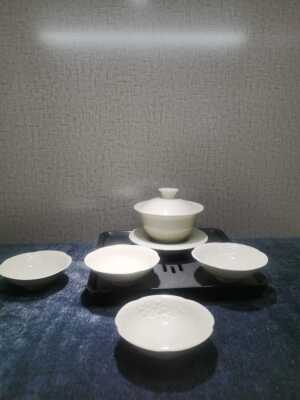 曲阳定窑陈氏定瓷白釉白釉茶具五件套装礼品日用