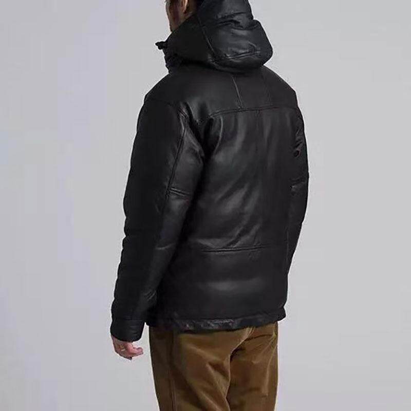 男士连帽绵羊皮真皮羽绒服防风保暖休闲大码情侣中长款韩版修身