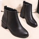 粗跟加绒保暖短靴女黑色工作鞋 中跟皮靴工装 靴职业女鞋 秋冬季 皮鞋