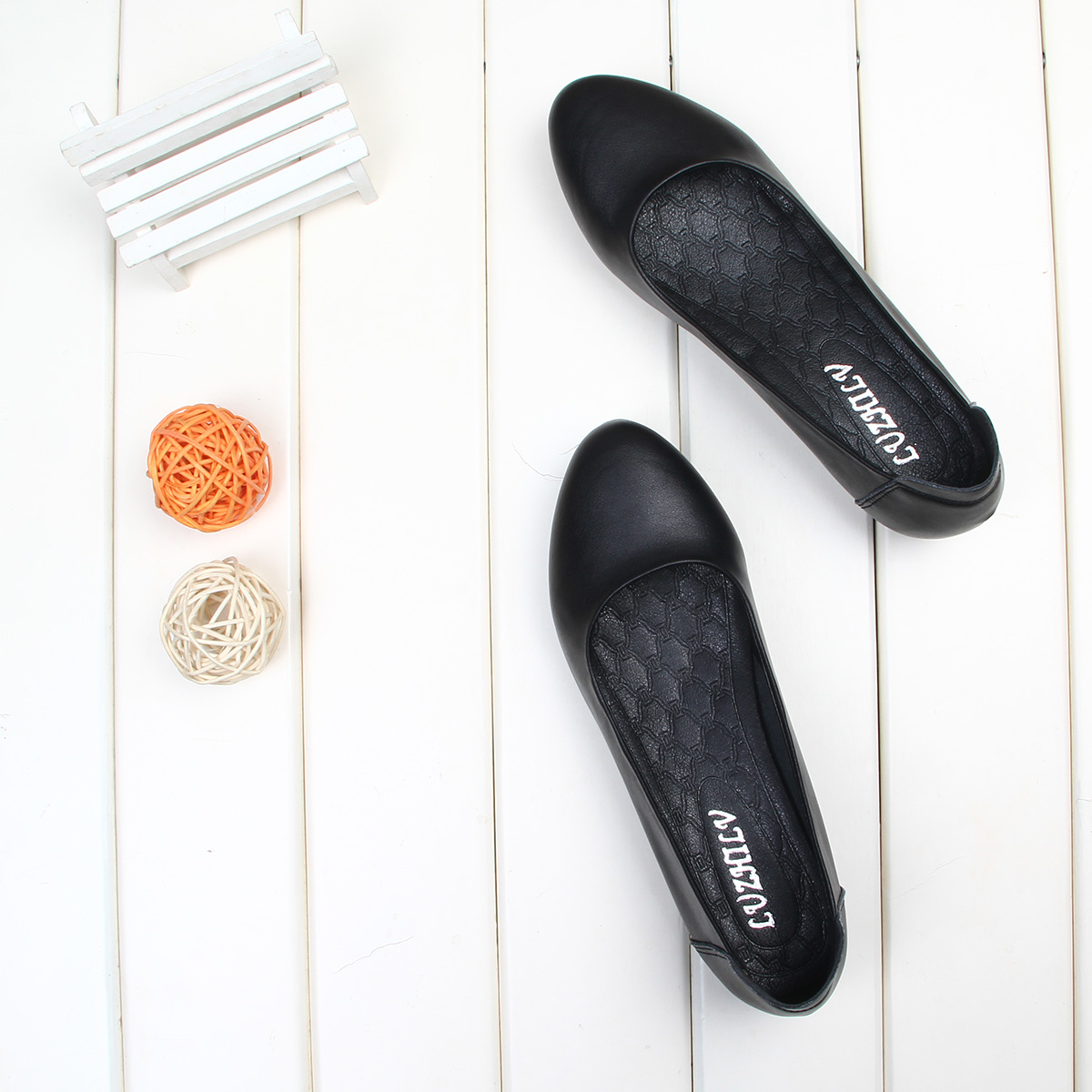 舒适软底浅口圆头工作鞋女黑色职业皮鞋平跟工鞋空姐平底单鞋女鞋