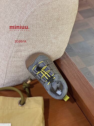 miniuu26浅秋·灰蓝色镂空网格抽绳运动鞋板鞋 包邮23-32码